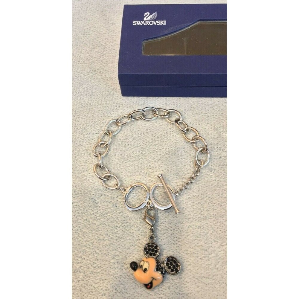 NWT Disney Swarovski Crystal Charm Toggle Bracelet with Mickey Charm